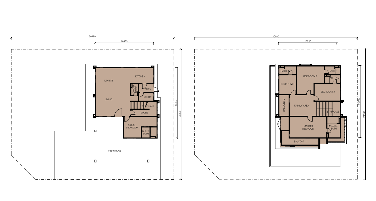2-Storey Bungalow Floor Plan